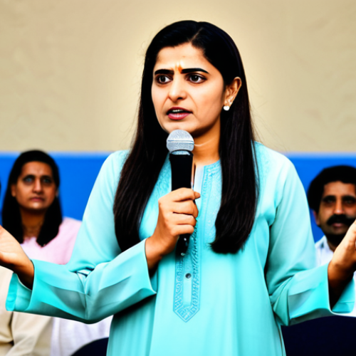 Empowering Leader**

"A professional Urdu-speaking woman, wearing a traditional Shalwar Kameez suit appropriate for a business environment, giving a motivational speech at a modern conference in Karachi. Background: audience of diverse professionals. Safe for work, appropriate content, fully clothed, professional, family-friendly, perfect anatomy, correct proportions, natural pose, well-formed hands, proper finger count, natural body proportions, high quality, motivational, Urdu culture."

**